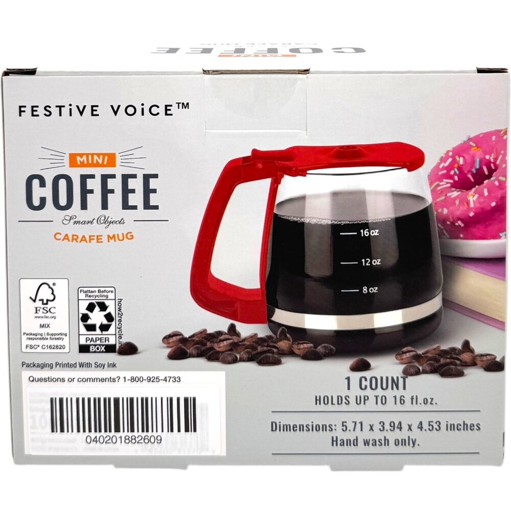 Red Mini Coffee Carafe Mug Holiday Gift Retro Cup 16oz Stocking Stuffer Festive - Picture 11 of 11